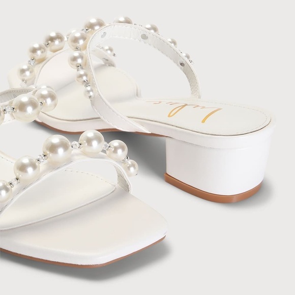 NWOT Lulus Damii White Pearl Slide Sandals - Picture 4 of 7